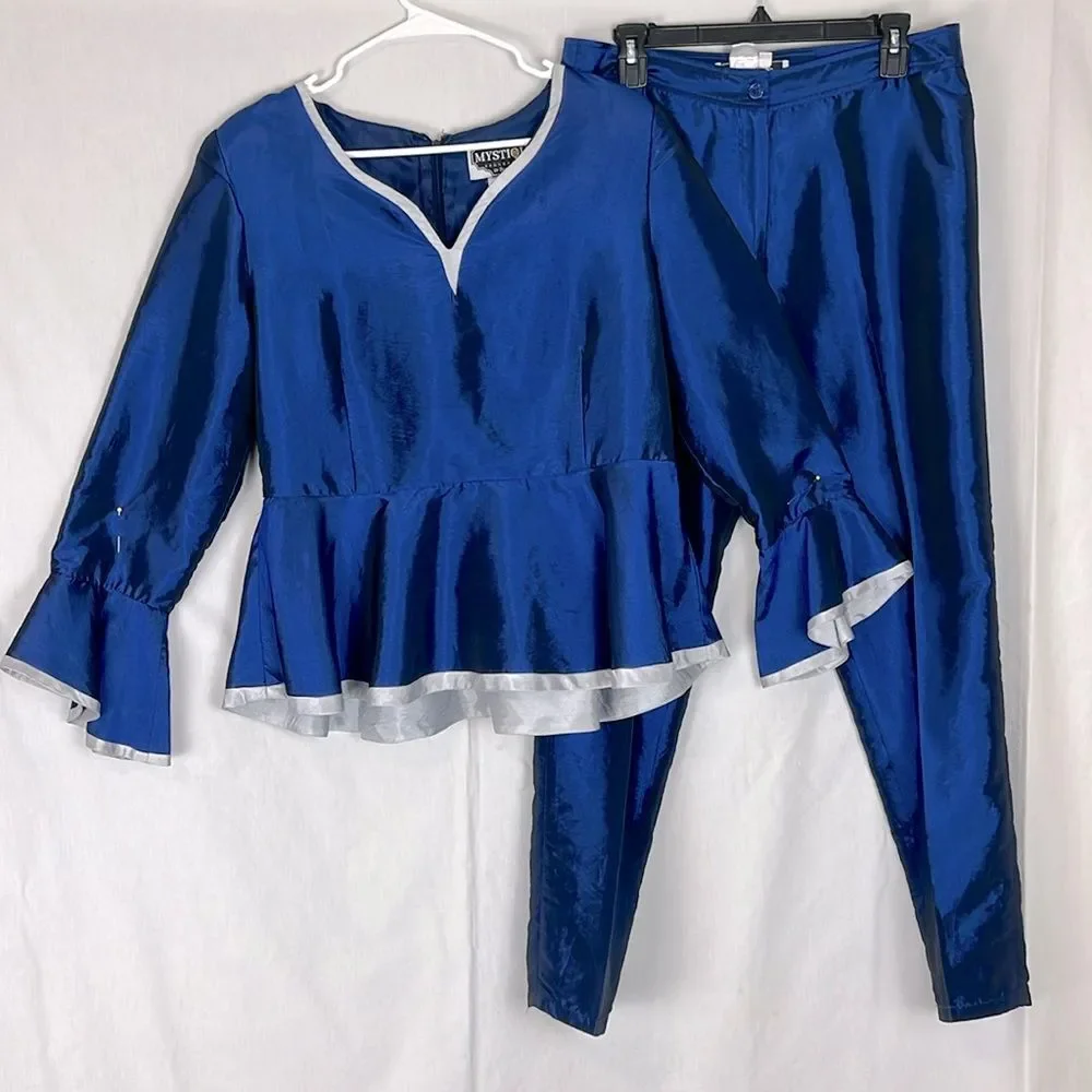 Blue and Silver Mystique by Ben Marc Two Piece Suit Women's 8